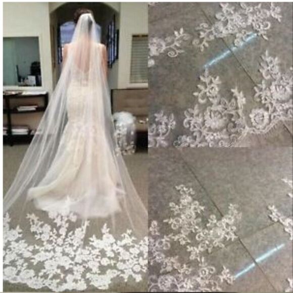 Wedding White Lace Veil 118.11\'\' for Bride main image 7
